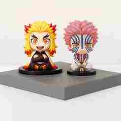 🔥🌙 Rengoku & Akaza Chibi - Kawaii Battle Pack from Kimetsu no Yaiba