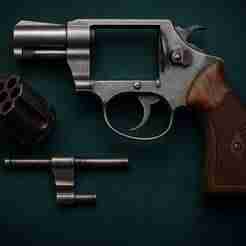 REVOLVER Gun COLT in Parts Detailed for 3D Print