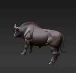 Rugged Forest Bull Statue - Detailed Nature Landscape Display