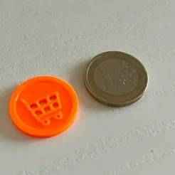 Supermarket cart coin 1 euro