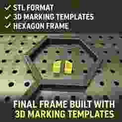 Szablon Traserski Hexagon do Profila 40x40 mm. | STL do druku 3D | Znaczniki cięcia profili stalowych | Do konstrukcji heksagonów