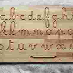 Tablette alphabet cursive Capitale majuscule Jouet Montessori écriture et motricité fine, educational wooden board