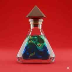 Triangular potion flask - Halloween, spooky, scary, horror, creepy, haunted, October 31, trick or treat, pumpkin, jack o’ lantern, jackolantern, ghost, skeleton, skull, zombie, witch, vampire, monster, mummy, Frankenstein, Grim Reaper, scarecrow, pumpkin