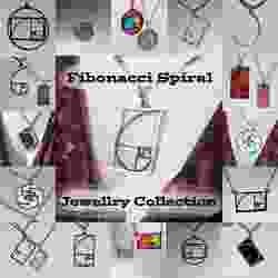 FIBONACCI SPIRAL COLLECTION of jewellery pendants for necklaces, earrings, bag tags and bracelets. The Golden Ratio and the Fibonacci Sequence.