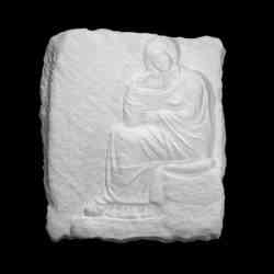 Funerary stele with a seated woman