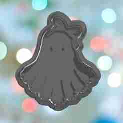 Halloween Girly Ghost With Ribbon Cookie Cutter