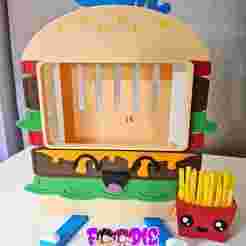 Kawaii Hamburger Haven Switch Stand w. BONUS 4-Slot Cartridge Holder Fries (PERSONAL USE ONLY)