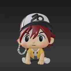 Spiky-Haired Explorer Charm – Mini Bust Keyring STL File