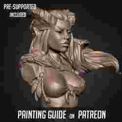 (Bust) Lysera, the Tiefling Druid (2 Versions)