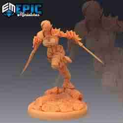 Elven Huntress Charging / Female Barbarian Elf / Ancient Elvish Tribe