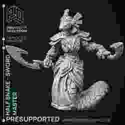Half Snake Abomination - Swordsnake - D&D - 32mm - PRE SUPPORTED