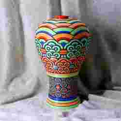 Korean traditional vase_Dancheong pattern (Multi color)