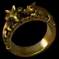 Mythical Bull and Wolf Ring