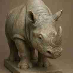 Stone Sculpture of a Rhinoceros
