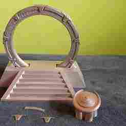 Stargate in an off-world pedestal with a DHD