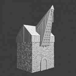 Medieval large crane with stone fundament