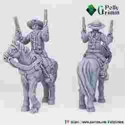 Tabletop historic miniature. Wild west set. Cowboy with gun and his faithful horse Ver 3