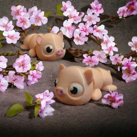 Mini Flexi Articulating Laying Down Pig - 3DJPDESIGNS