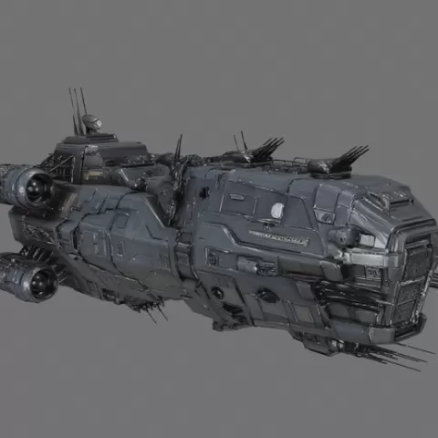 Sci-Fi Armored Gunship Spaceship