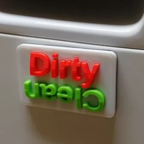 Dishwasher Clean / Dirty magnet (customizable OpenSCAD)