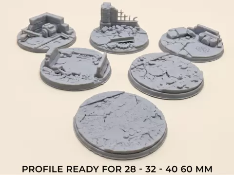 Grimdark Battlefield Ruins - 6x Scenic Bases Set 4