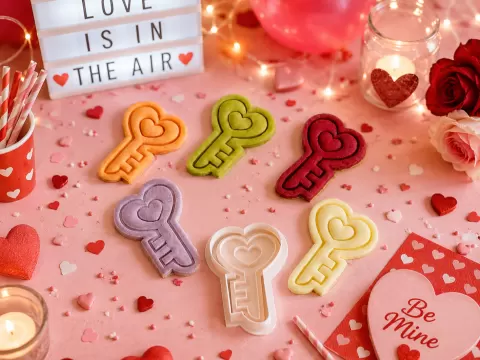 Heart Key Biscuit Cutter & Embosser
