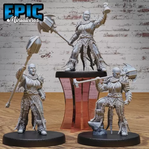 Bald Dwarf Female Set / Dwarfen Woman Warrior / Mysterious Halfling / Mountain Guard / Mine Fighter Leader / Mighty Hero / Heroic Monster Predator / Brave Beast Tamer / Half Gnome Encounter / Draconic Army by Epic-Miniatures