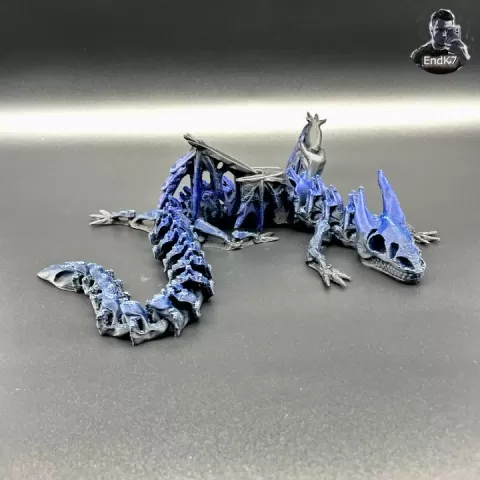 Big Skeleton Dragon - Winged - Articulated - Flexi - Print in Place - No Supports - Fantasy - Multicolor by EndK7