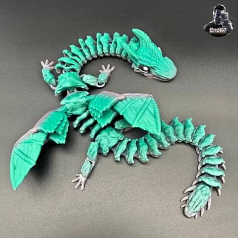 Big Gras Dragon - Winged - Articulated - Flexi - Print in Place - No Supports - Fantasy by EndK7