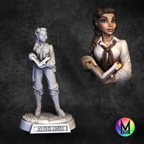 Female Wizard- Adeline the Female Wizard ( Female Wizard with book) by Moonlight Minis- Christine Van Patten