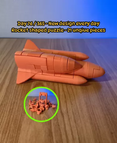 Rocket Puzzle – 21 Piece Interlocking Model