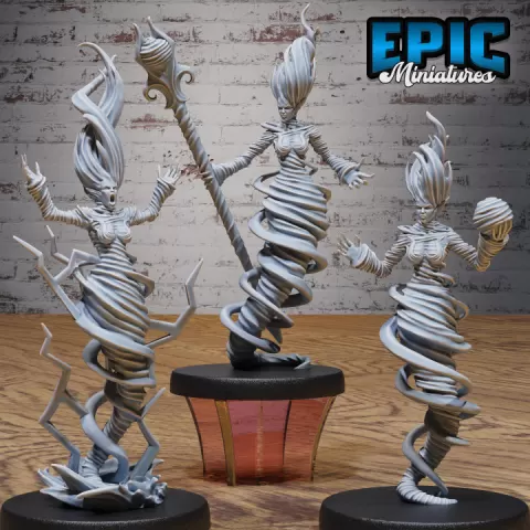 Air Elemental Female Set / Airy Deity / Ancient Greek Warrior / Giant Tornado / Roman Myth Wind God / Element Primordia / Magical Beast by Epic-Miniatures