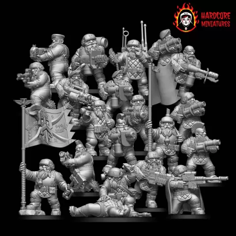 Space Dwarves Command Squad by Hardcore Miniatures