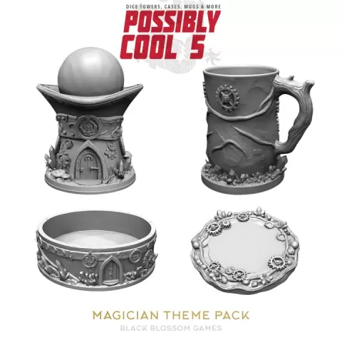 T5T03 Magician Pack | Dice Tower, Dice Case, Tray, Mug, Coaster :: Cool Dice Towers 5 :: Black Blossom Games by Black Blossom Games