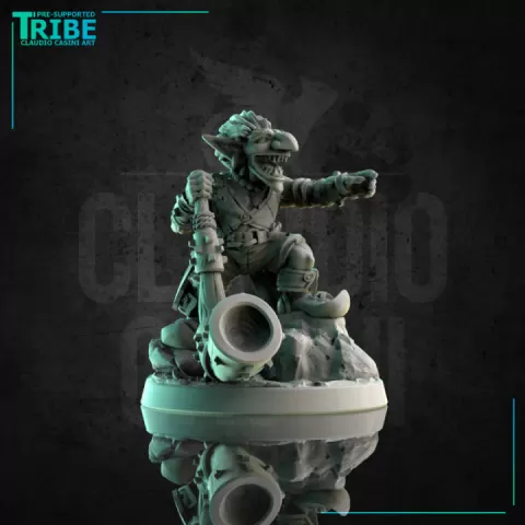 (0182) Male goblin bard musician with a big horn by Claudio Casini Art