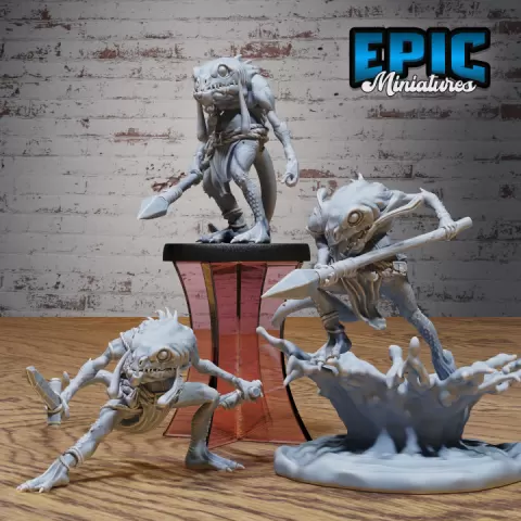 Dark Fish Folk Set / Fishfolk / Men-Fish / Sahuagin / Humanoid Fish / Water Warrior / Sea Fighter / Aqua Beast / Ocean Encounter by Epic-Miniatures