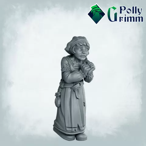 Fantasy miniatures for tabletop games. Scared child. Girl in the woods by PollyGrimm