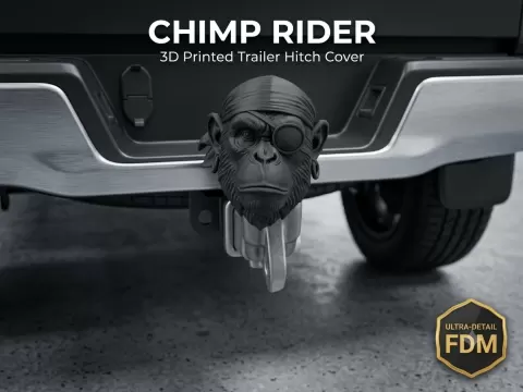 Chimp Rider Biker Monkey Trailer Hitch Cover