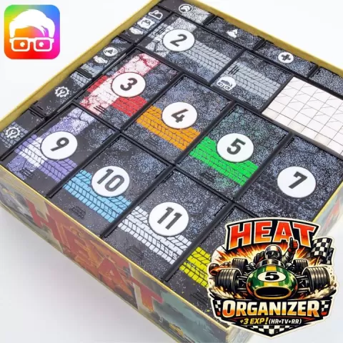 Heat Pedal to the Metal organizer inc. 3 exp. (Heavy Rain, Tunnel Vision and Rocky Roads) by @ammedia3d [tabletop board game inserts sku: HEAT002 by am-media.biz