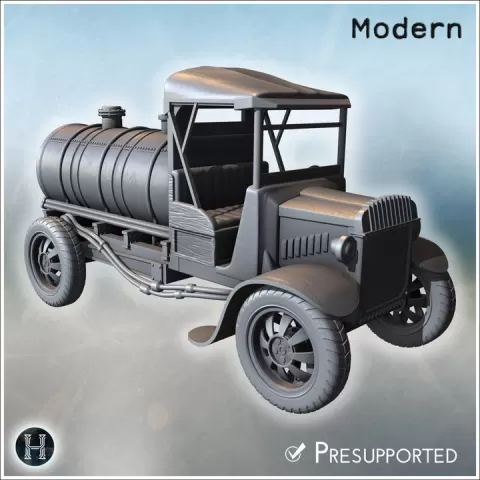 Retro car with four wheels and storage tanks in the back (12) - Modern WW2 WW1 World War Diaroma Wargaming RPG Mini Hobby by Hartolia Miniatures