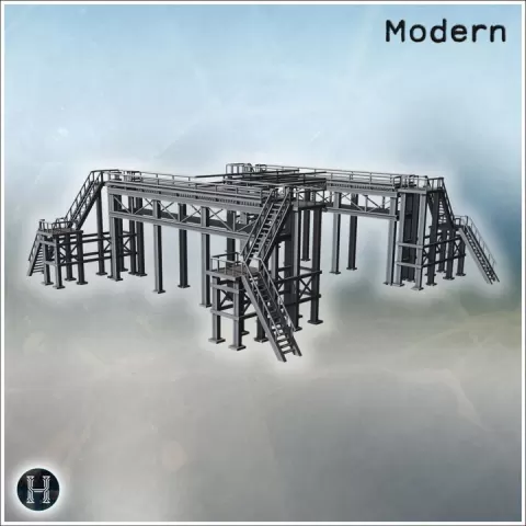 Large modern metal industrial platform with multiple stairs (33) - Modern WW2 WW1 World War Diaroma Wargaming RPG Mini Hobby by Hartolia Miniatures