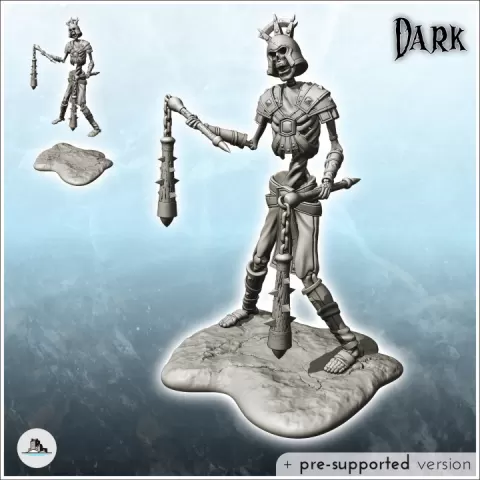 Skeletal undead with double clubs and tack (21) - Creature Darkness War 15mm 20mm 28mm 32mm by Hartolia Miniatures