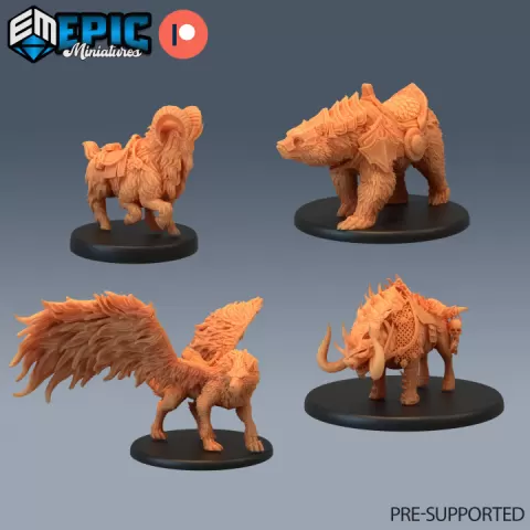 Forest Mount Set / Grizzly Bear / Ram Goat / Boar / Winged Wolf / Wild Animal Cavalry / Woodland Encounter by Epic-Miniatures