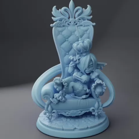 Goblin Queen Kloix, Throned ( Female Goblin Bard / Royal / Noblewoman / NPC ) by Twin Goddess Miniatures