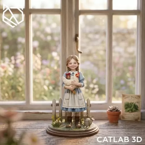 Little Farm Girl – 3D Printable STL Figurine | Cute Country Sculpture