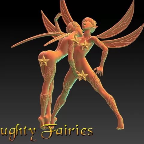 Naughty fairies - Liza & Lexie - erotic miniature 75 mm scale by PrintPleasure