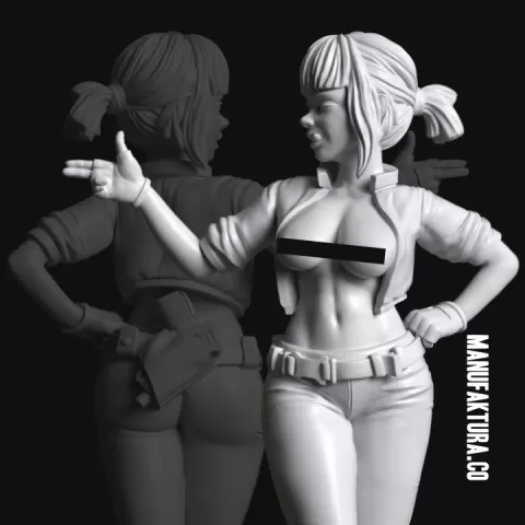 Pop Series 01b - Sexy Cyberpunk Cyborg Police Officer by Manufaktura Miniatures LLC