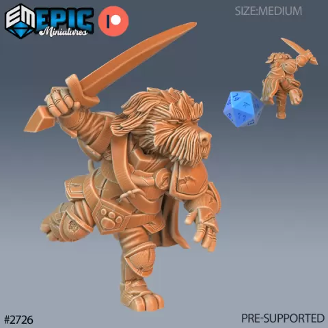 Dog Folk Tribe Warrior / Hound Fighter / Dogfolk / Weredog Beast / Were Canine / Wolf / Wild Animal Encounter by Epic-Miniatures