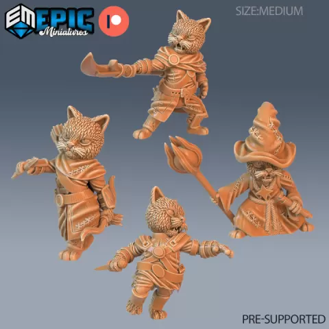 Cat Folk Tribe Set / Feline Warrior / Catfolk / Werejaguar Beast / Were Puma / Wild Animal Encounter by Epic-Miniatures