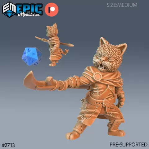 Cat Folk Tribe Spear / Feline Warrior / Catfolk / Werejaguar Beast / Were Puma / Wild Animal Encounter by Epic-Miniatures